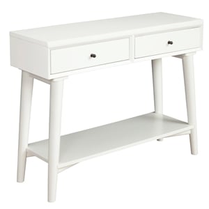 Pemberly Row Console Table with 2 Drawers in White and Mahogany Build