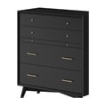 Pemberly Row 4 Drawer Multifunction Chest in Wood Black Finish