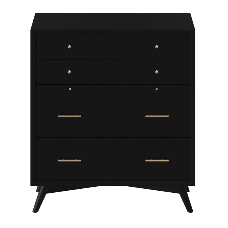 Pemberly Row 4 Drawer Multifunction Chest in Wood Black Finish