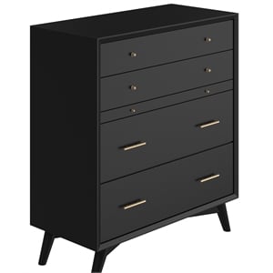 Pemberly Row 4 Drawer Multifunction Chest in Wood Black Finish