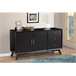 Pemberly Row 3 Drawer Sideboard in Mahogany Wood and Black Finish