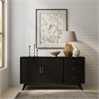 Pemberly Row 3 Drawer Sideboard in Mahogany Wood and Black Finish