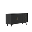Pemberly Row 3 Drawer Sideboard in Mahogany Wood and Black Finish