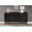 Pemberly Row 3 Drawer Sideboard in Mahogany Wood and Black Finish