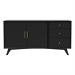 Pemberly Row 3 Drawer Sideboard in Mahogany Wood and Black Finish