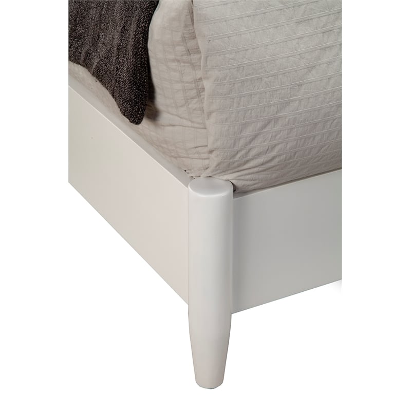 Pemberly Row Standard King Wood Bed in White with Slat Back Headboard