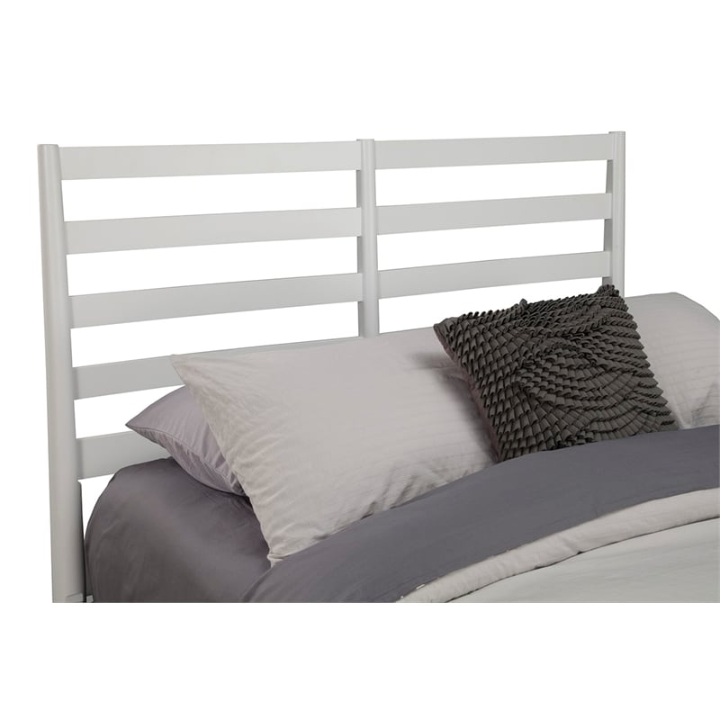 Pemberly Row Standard King Wood Bed in White with Slat Back Headboard