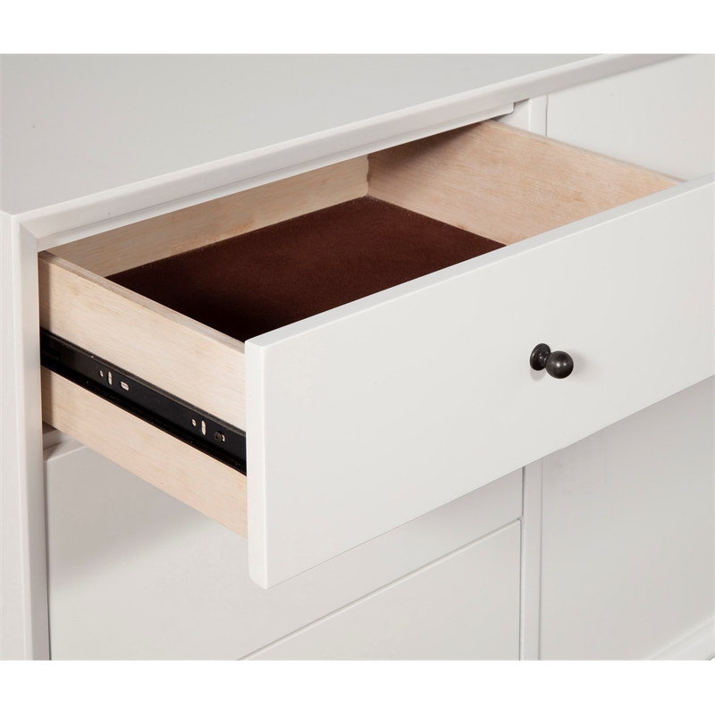 Pemberly Row Small Wood TV Console with 3 Drawers in White Finish