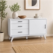 Pemberly Row Small Wood TV Console with 3 Drawers in White Finish