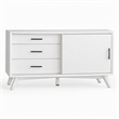 Pemberly Row Small Wood TV Console with 3 Drawers in White Finish