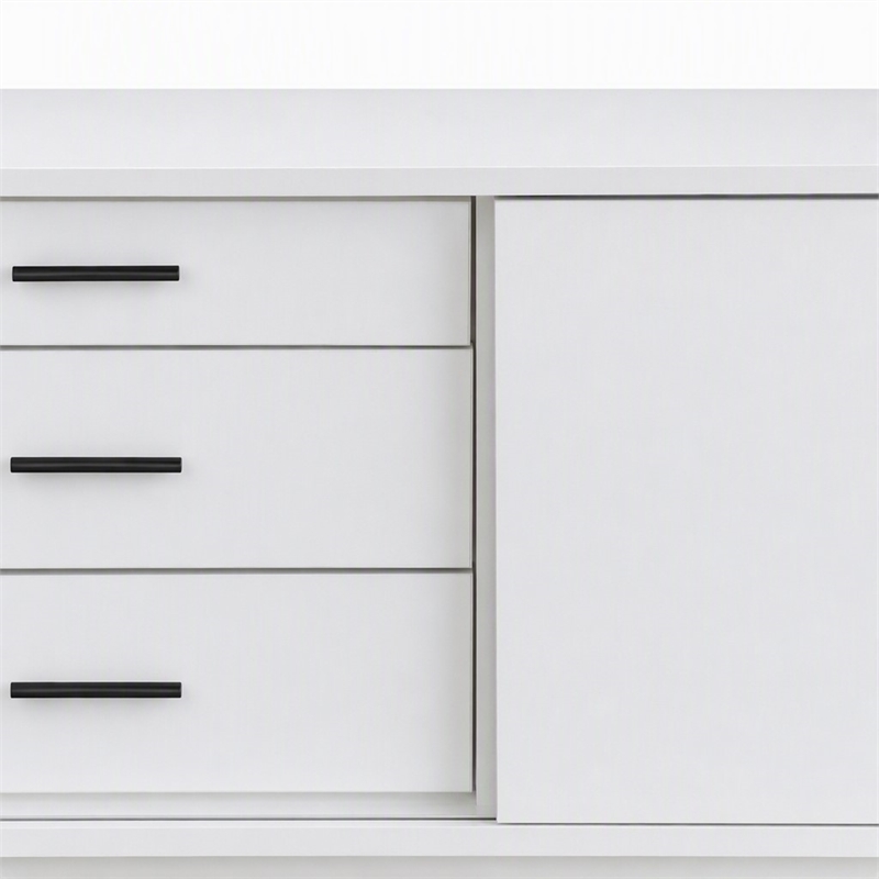 Pemberly Row Small Wood TV Console with 3 Drawers in White Finish