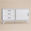Pemberly Row Small Wood TV Console with 3 Drawers in White Finish