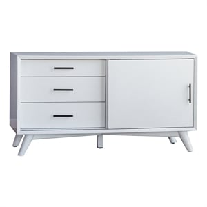 Pemberly Row Small Wood TV Console with 3 Drawers in White Finish