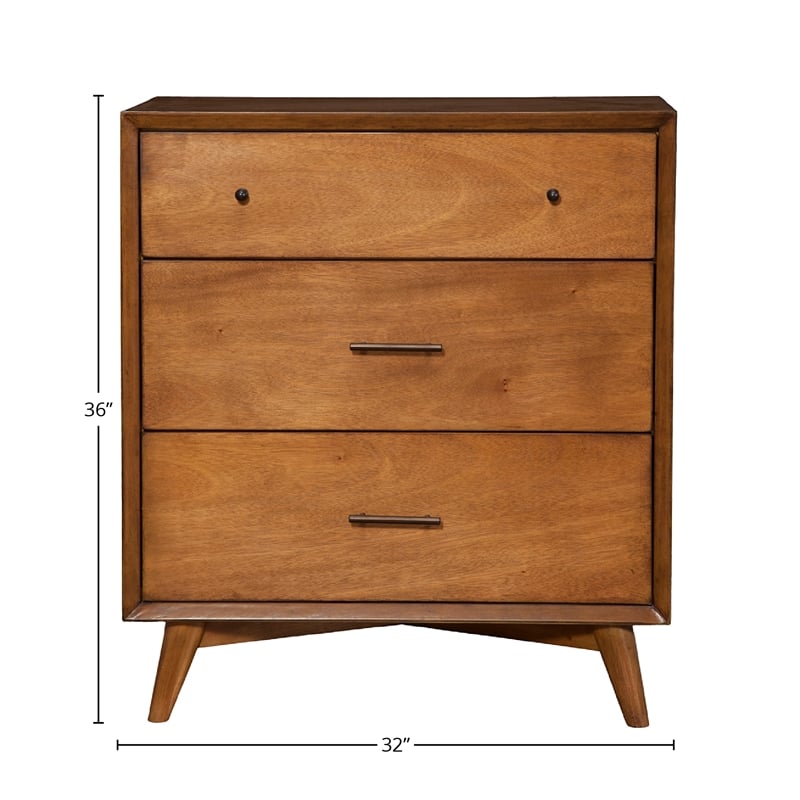 Pemberly Row Small 3-Drawer Chest in Acorn Finish with Felt Lined Drawer