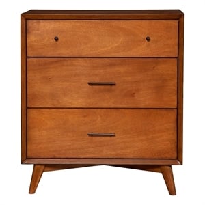 Pemberly Row Small 3-Drawer Chest in Acorn Finish with Felt Lined Drawer