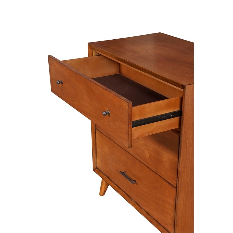 Pemberly Row Small 3-Drawer Chest in Acorn Finish with Felt Lined Drawer