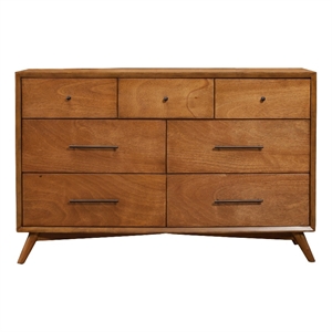 Pemberly Row Mid Century Modern Wood 7 Drawer Dresser in Acorn Finish