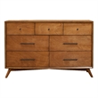 Pemberly Row Mid Century Modern Wood 7 Drawer Dresser in Acorn Finish