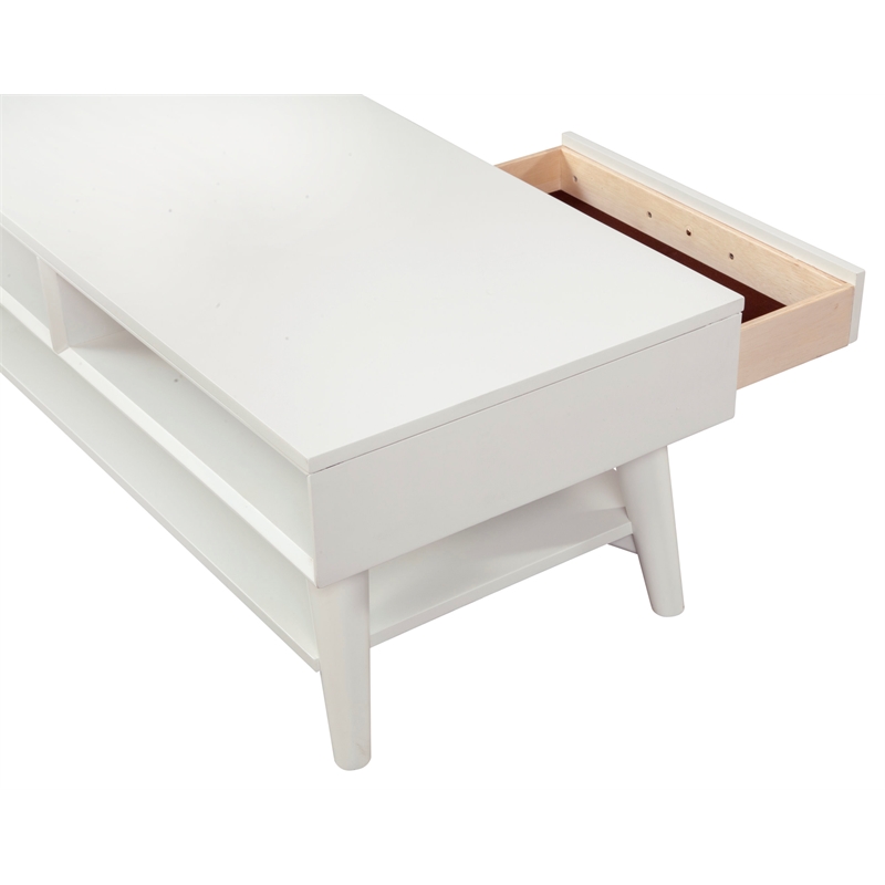Pemberly Row 1 Drawer Coffee Table in Mahogany Wood and White Finish