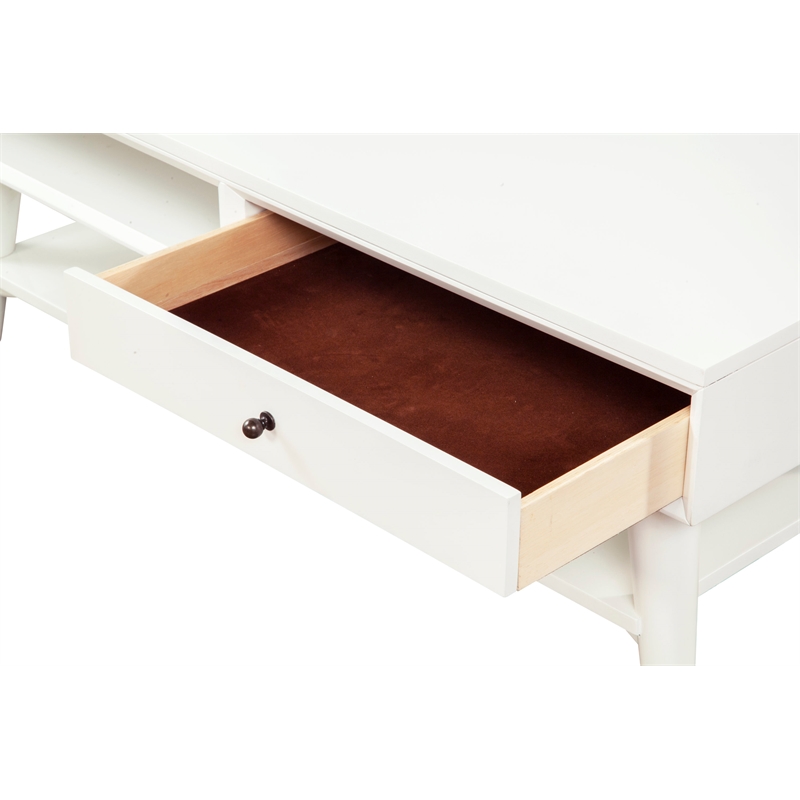 Pemberly Row 1 Drawer Coffee Table in Mahogany Wood and White Finish