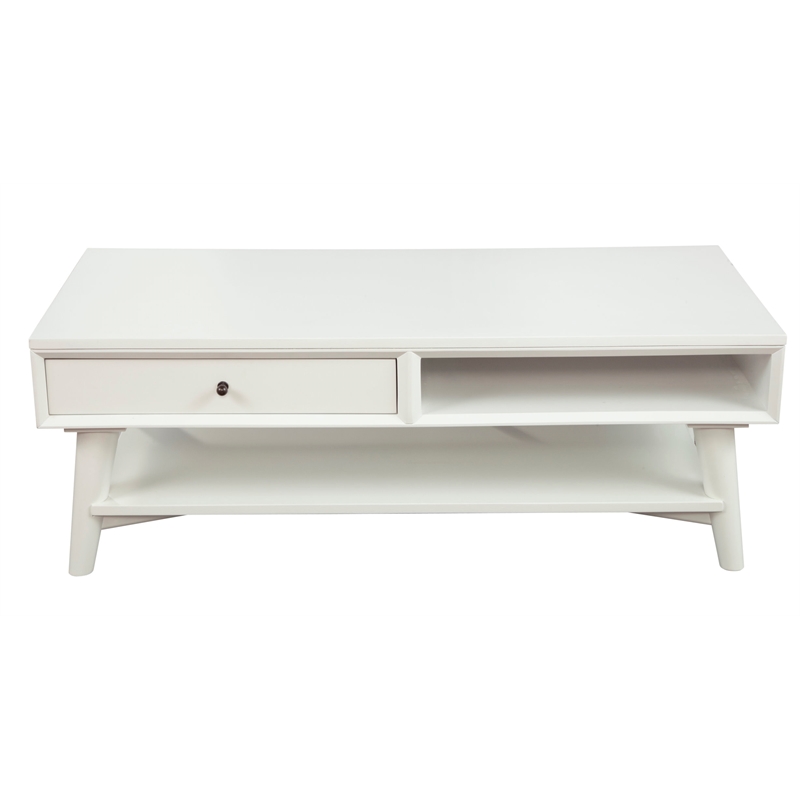 Pemberly Row 1 Drawer Coffee Table in Mahogany Wood and White Finish