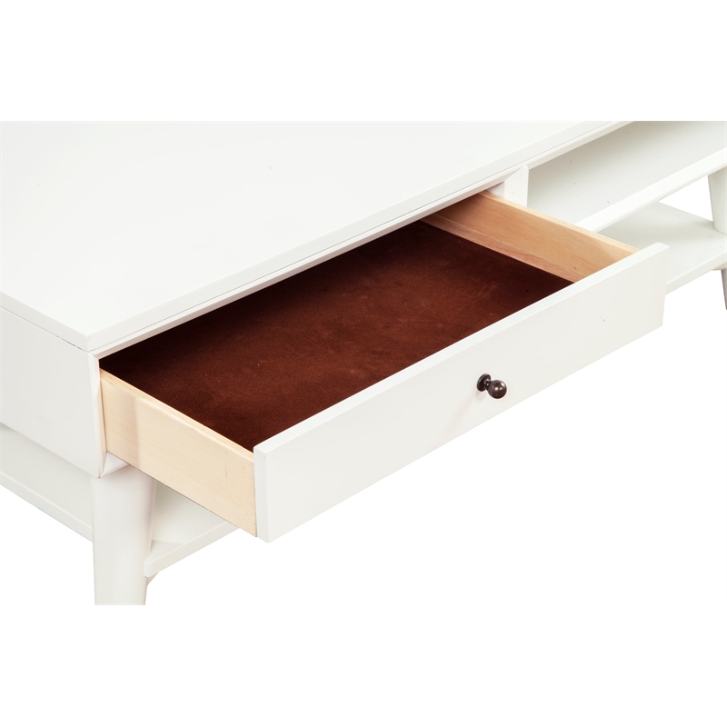 Pemberly Row 1 Drawer Coffee Table in Mahogany Wood and White Finish