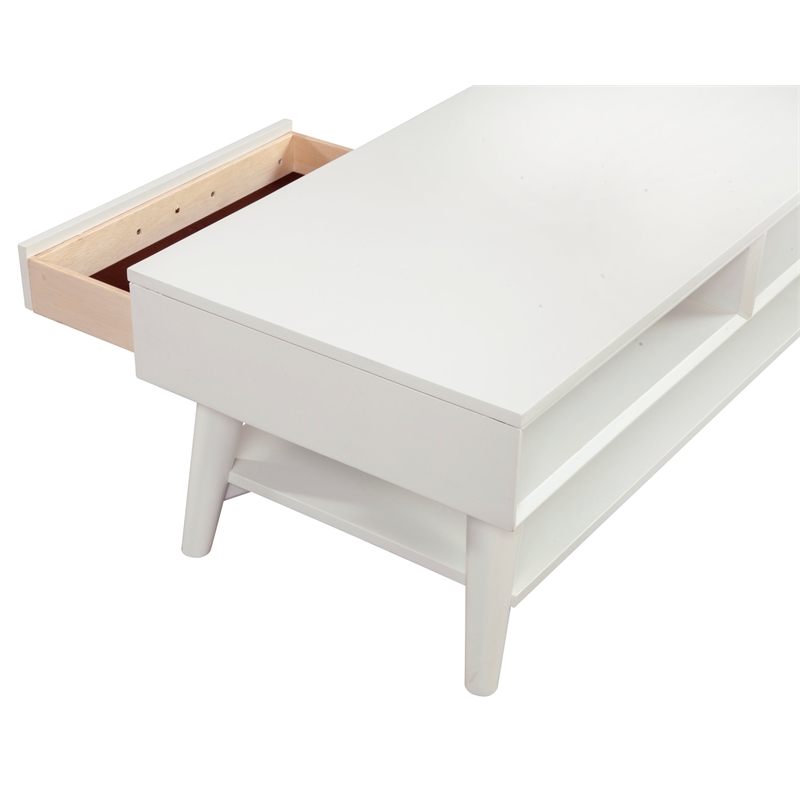 Pemberly Row 1 Drawer Coffee Table in Mahogany Wood and White Finish