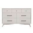 Pemberly Row Mid Century Modern Wood 7 Drawer Dresser in White Finish