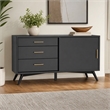 Pemberly Row Small Wood TV Console in Black Finish