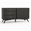 Pemberly Row Small Wood TV Console in Black Finish