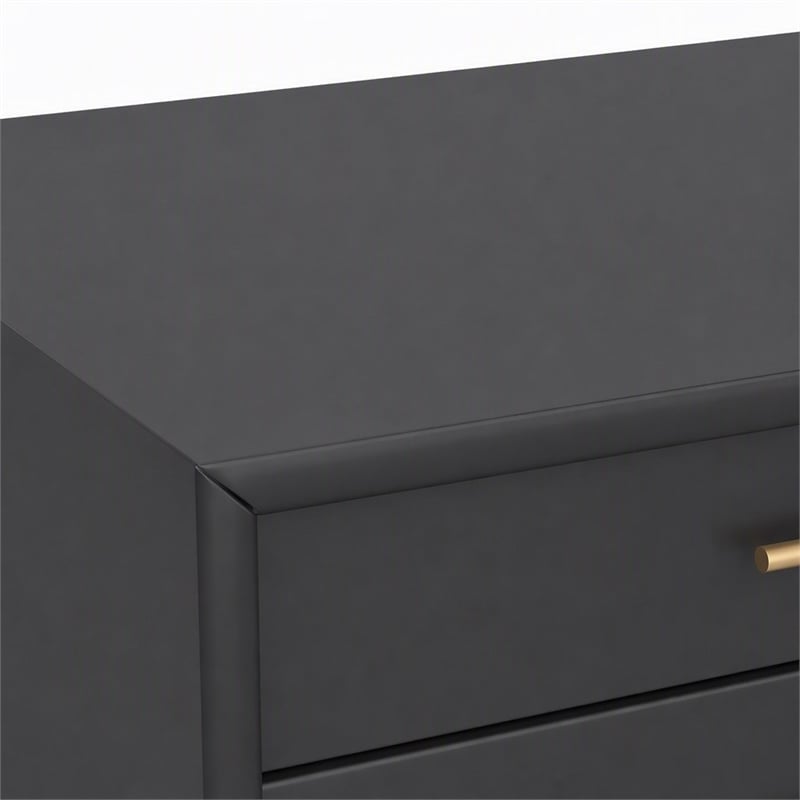 Pemberly Row Small Wood TV Console in Black Finish