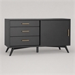 Pemberly Row Small Wood TV Console in Black Finish