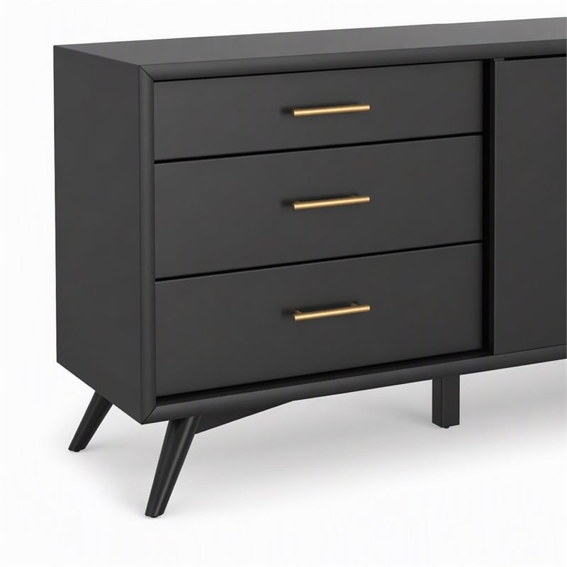 Pemberly Row Small Wood TV Console in Black Finish