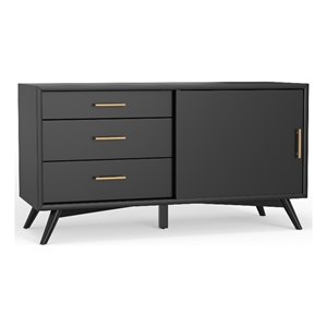 Pemberly Row Small Wood TV Console in Black Finish