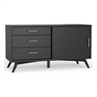 Pemberly Row Small Wood TV Console in Black Finish