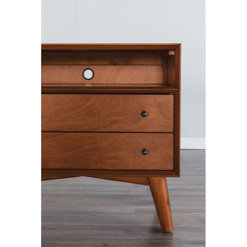 Pemberly Row Large 2-Drawer Wood Nightstand in Acorn Finish