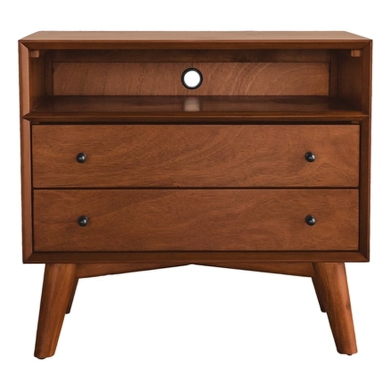 Pemberly Row Large 2-Drawer Wood Nightstand in Acorn Finish