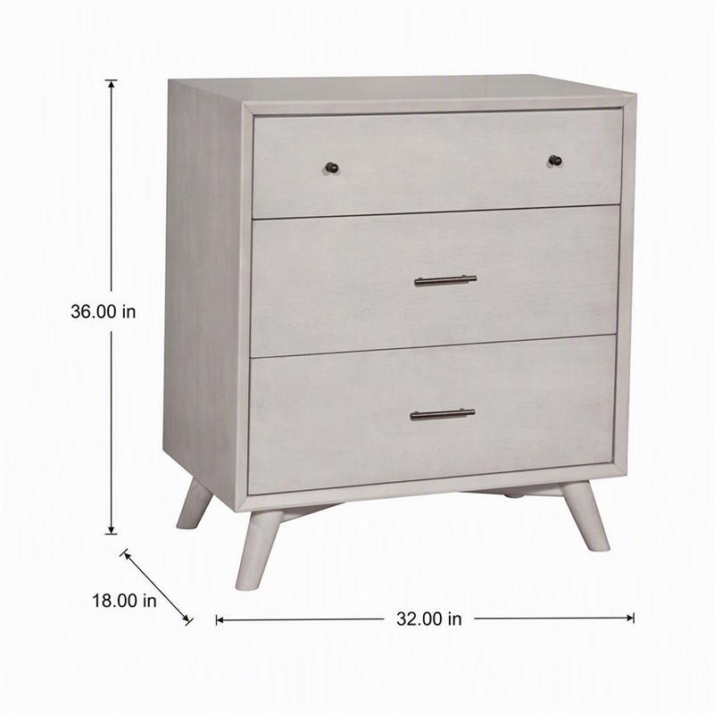 Pemberly Row Mid Century Wood Accent Chest with 3 Drawers in Gray