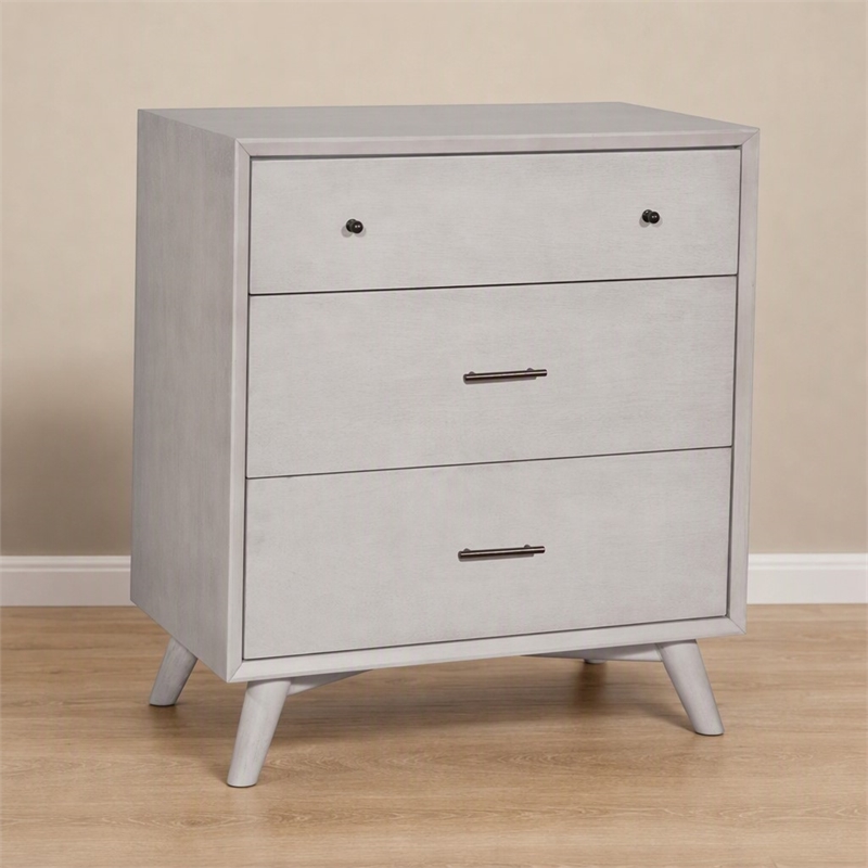 Pemberly Row Mid Century Wood Accent Chest with 3 Drawers in Gray
