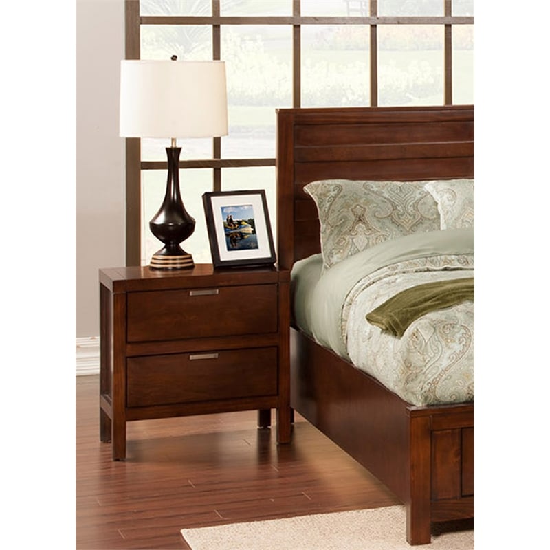 Pemberly Row 2-Drawer Nightstand Wood in Cappuccino Brown