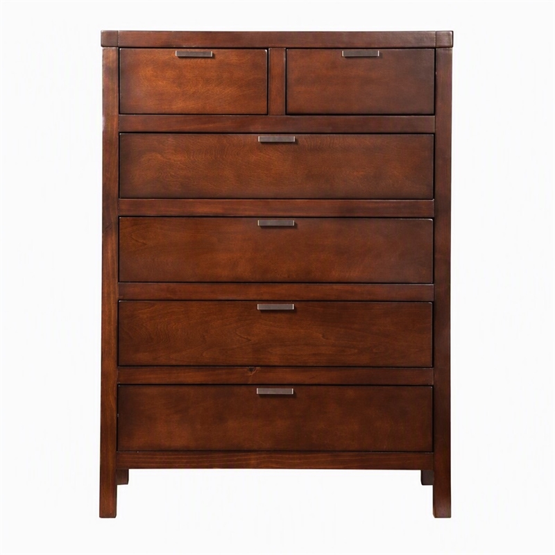 Pemberly Row 6-Drawer Chest Wood in Cappuccino Brown Finish