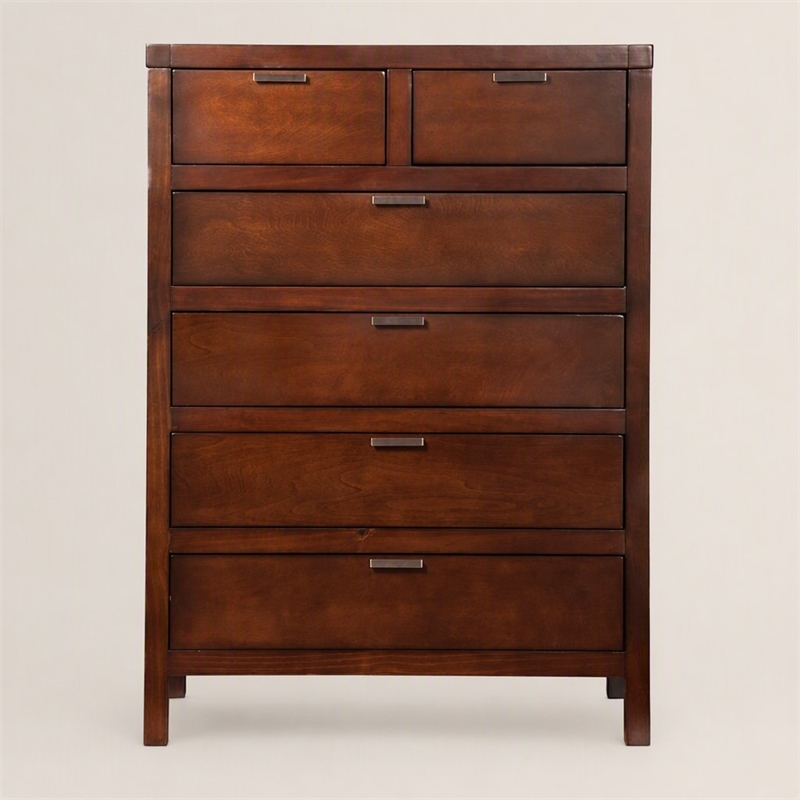 Pemberly Row 6-Drawer Chest Wood in Cappuccino Brown Finish