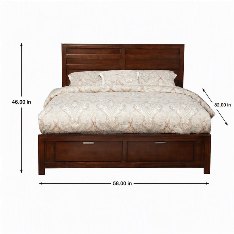 Pemberly Row Full Size Storage Bed with 2 Drawers in Cappuccino Finish