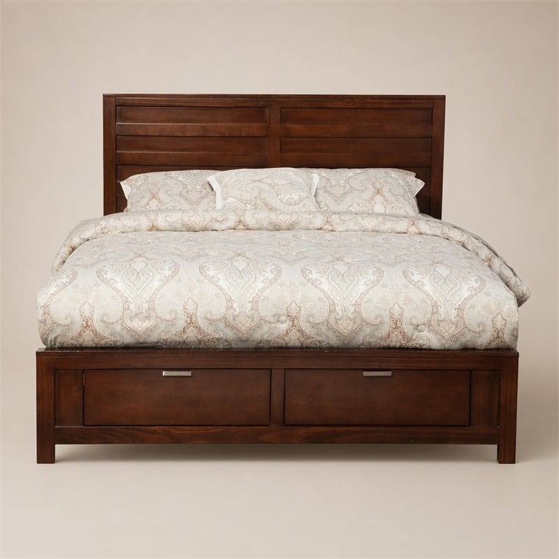 Pemberly Row Full Size Storage Bed with 2 Drawers in Cappuccino Finish