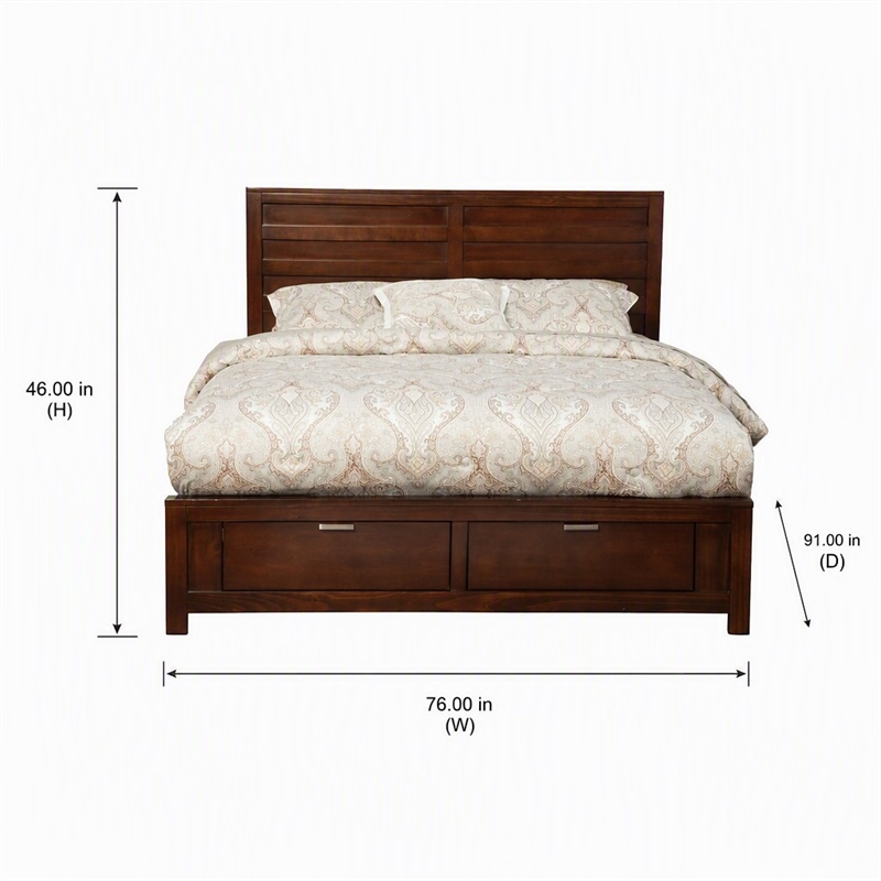 Pemberly Row California King Storage Bed with 2 Drawers in Cappuccino Finish