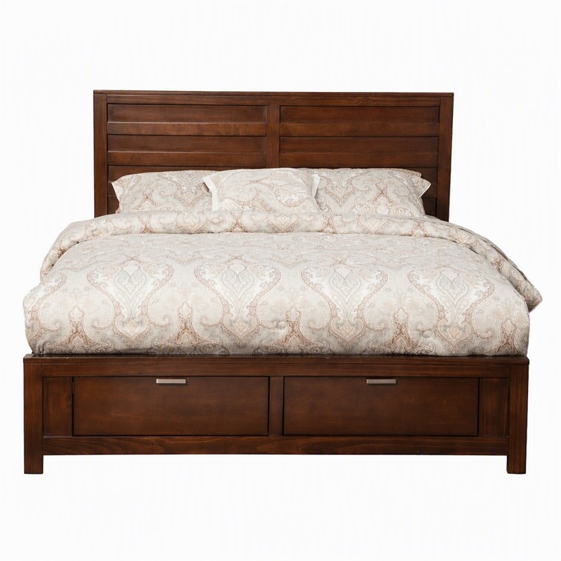 Pemberly Row California King Storage Bed with 2 Drawers in Cappuccino Finish