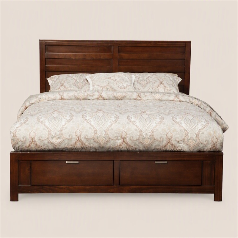 Pemberly Row California King Storage Bed with 2 Drawers in Cappuccino Finish