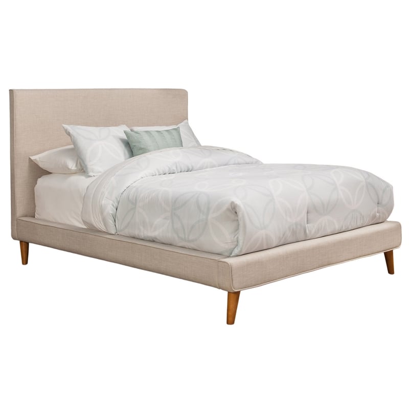 Pemberly Row Upholstered Full Platform Bed in Light Gray Linen