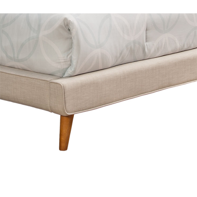 Pemberly Row Upholstered Full Platform Bed in Light Gray Linen