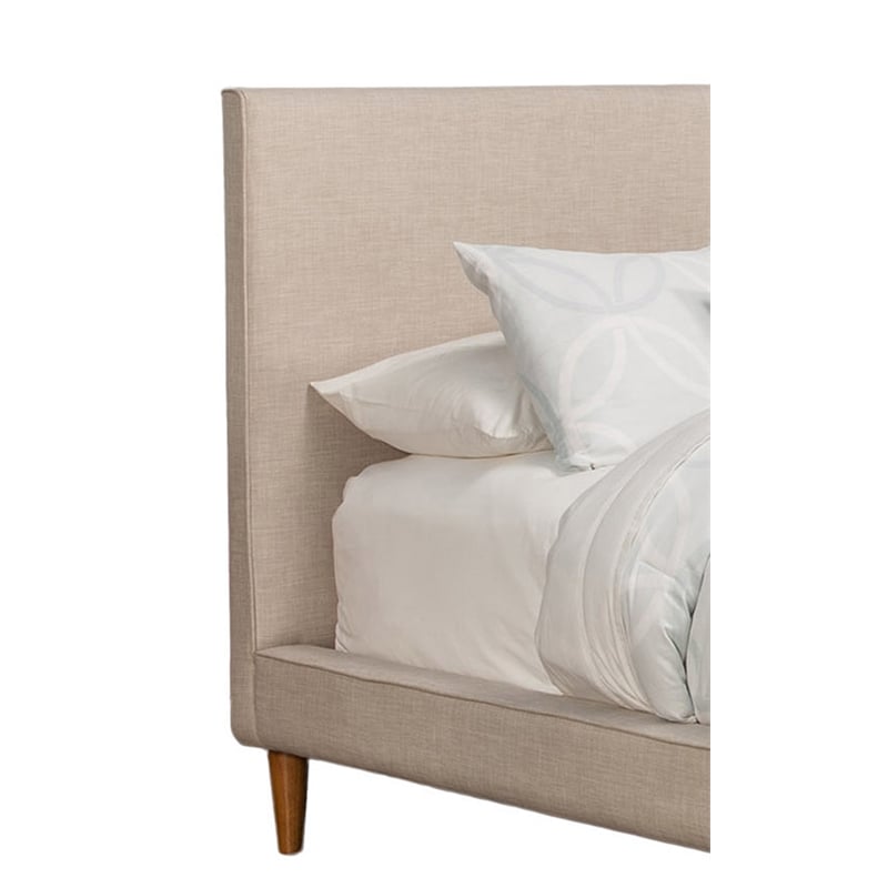 Pemberly Row Upholstered Full Platform Bed in Light Gray Linen